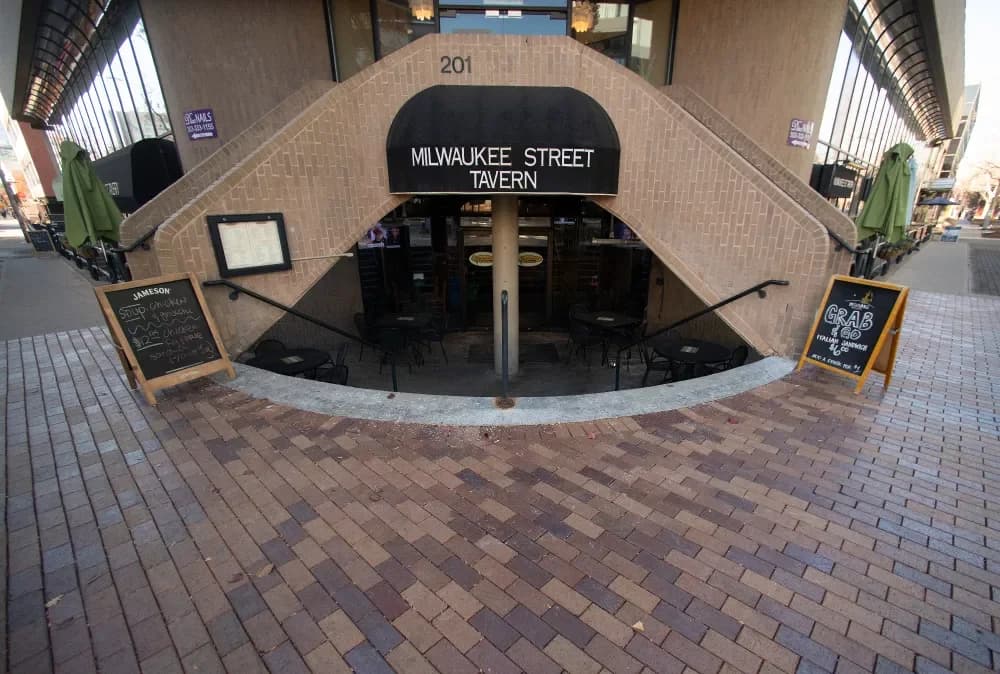 The Milwaukee Street Tavern entrance at 201 Milwaukee Street